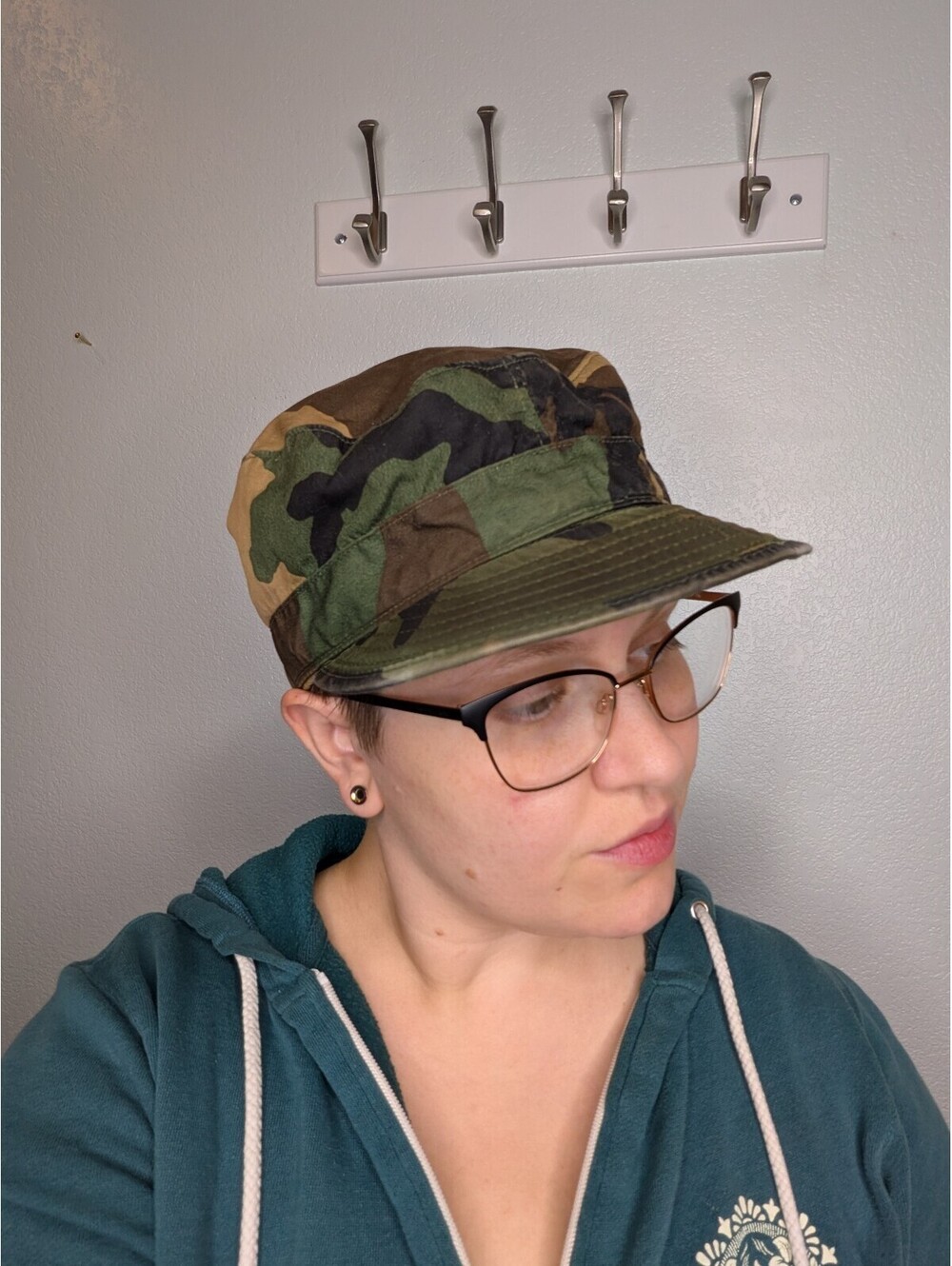 US Military Woodland Camo BDU Patrol Cap Hat Size 7 1/2 Propper